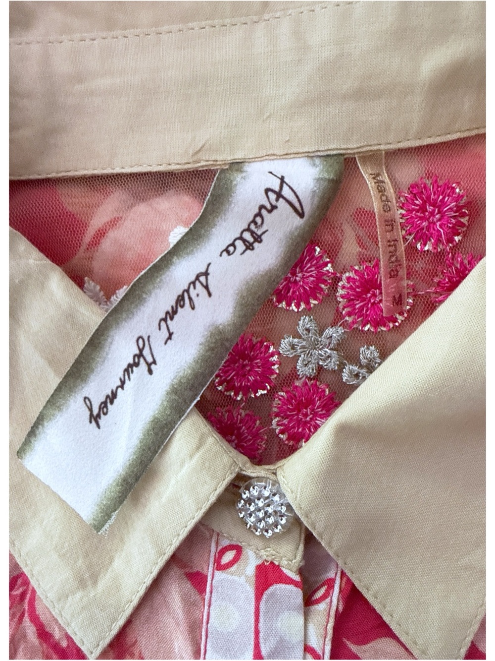 NWOT Aratta Silent Journey Fairy Rose Floral  Mesh Lace Jewes Buttondown Blouse - Picture 3 of 10